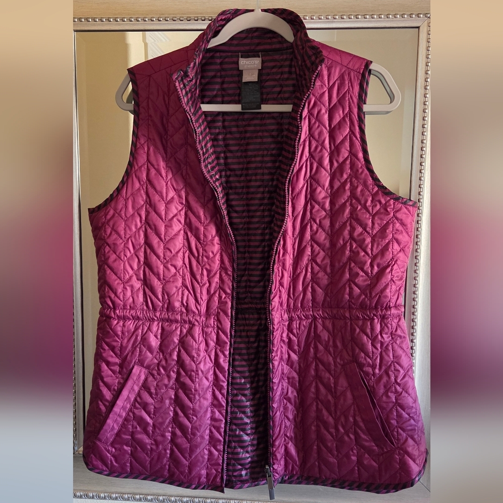 Chico's Zenergy REVERSIBLE Quilted Zip Up Puffer Vest
